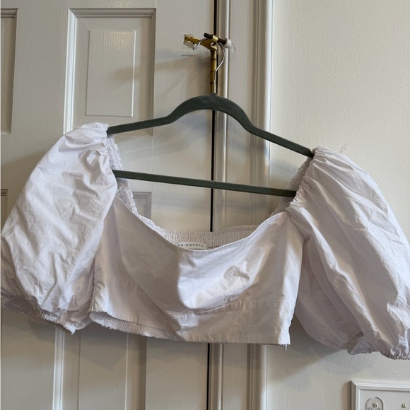 Susana Monaco White Puff Sleeve Crop Top - Picture 6 of 8